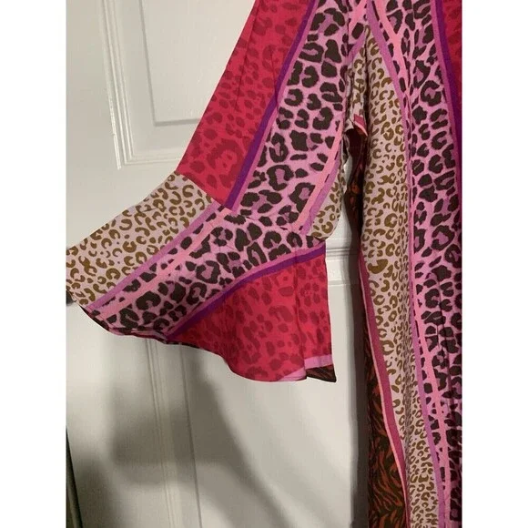 Anthropologie Blank London Pink Animal Print Shift Dress Size Large Boho - Picture 3 of 7
